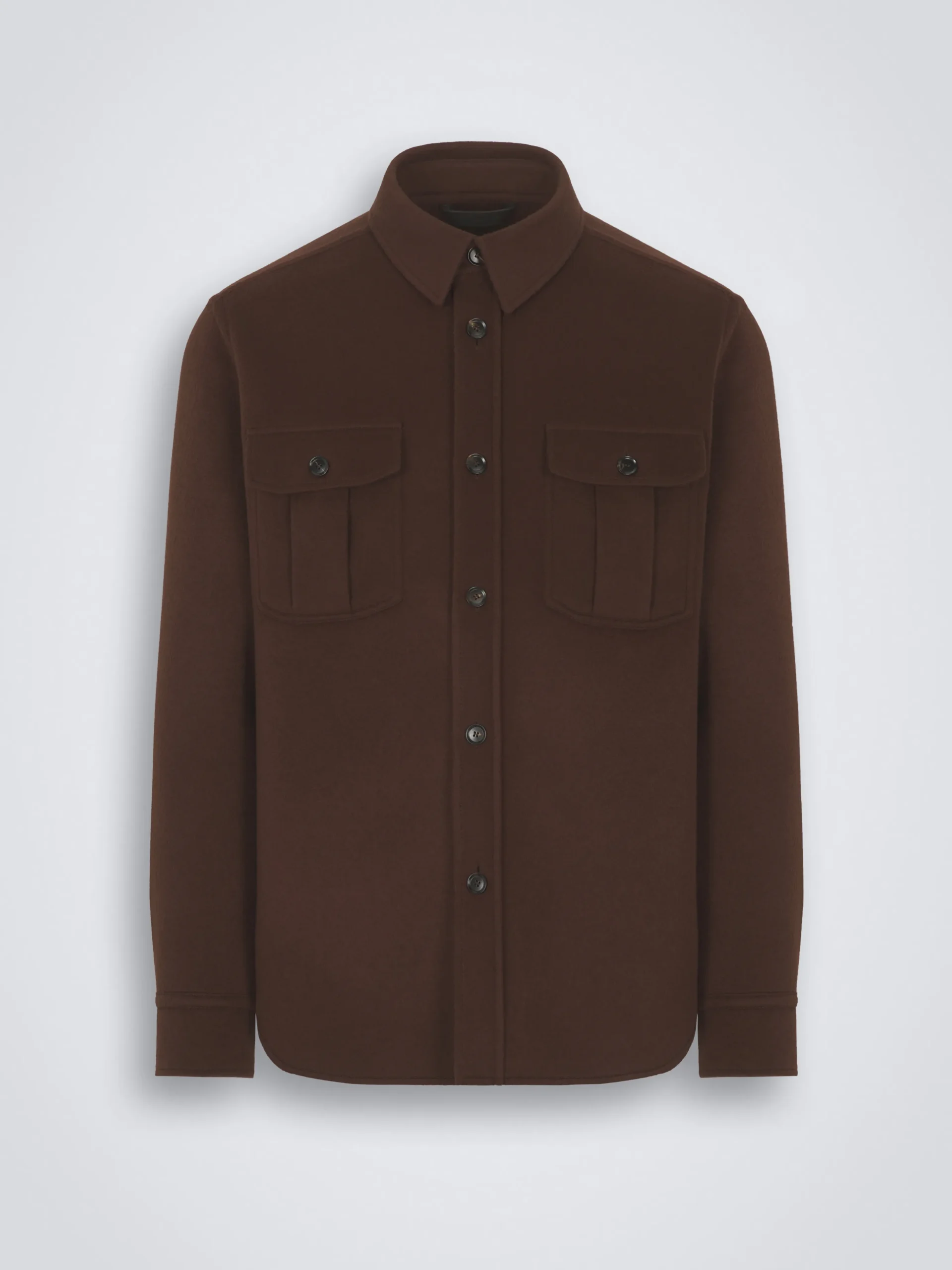 Burnt brown double-splittable wool and cashmere Vagabond overshirt