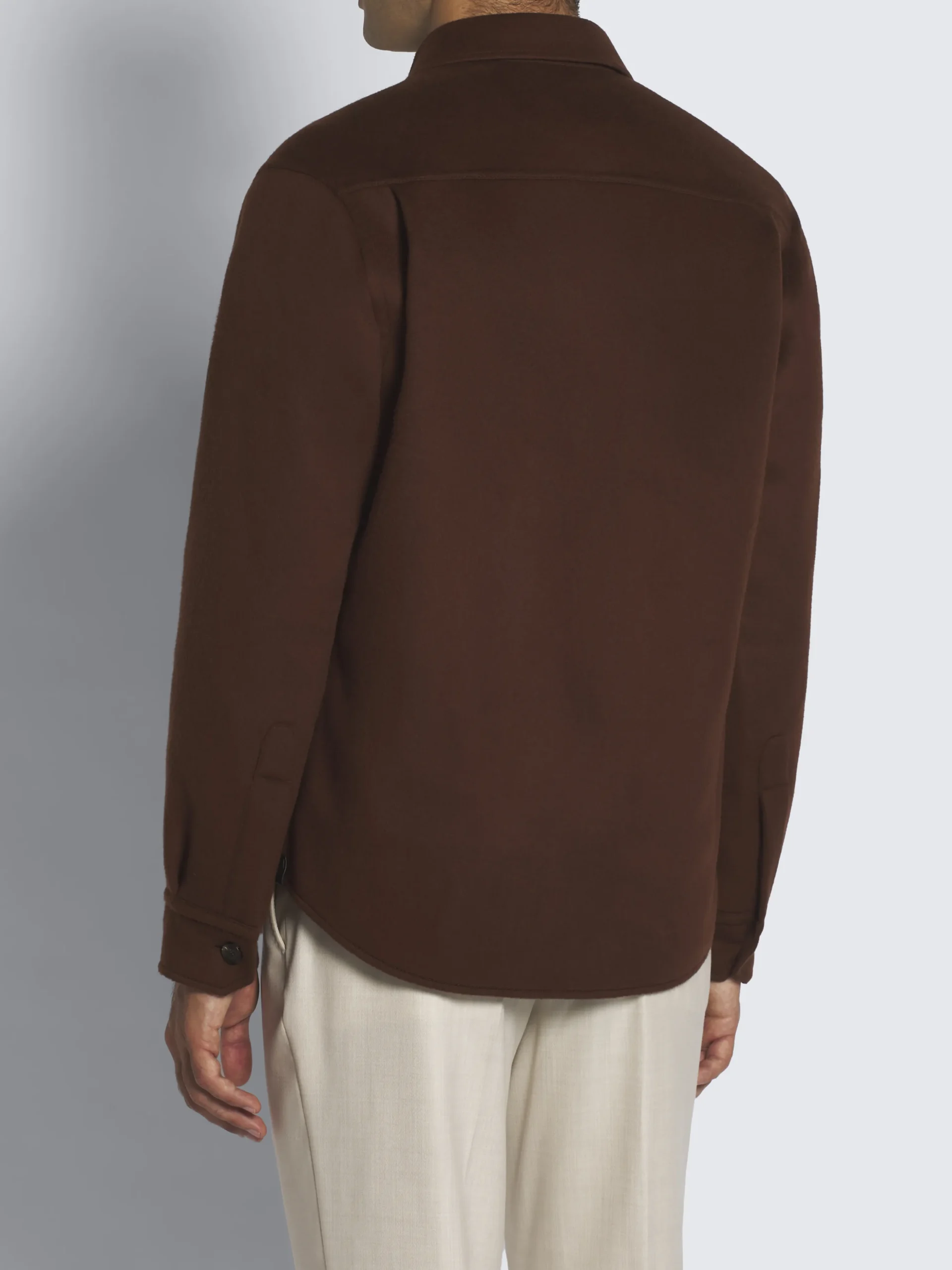Burnt brown double-splittable wool and cashmere Vagabond overshirt