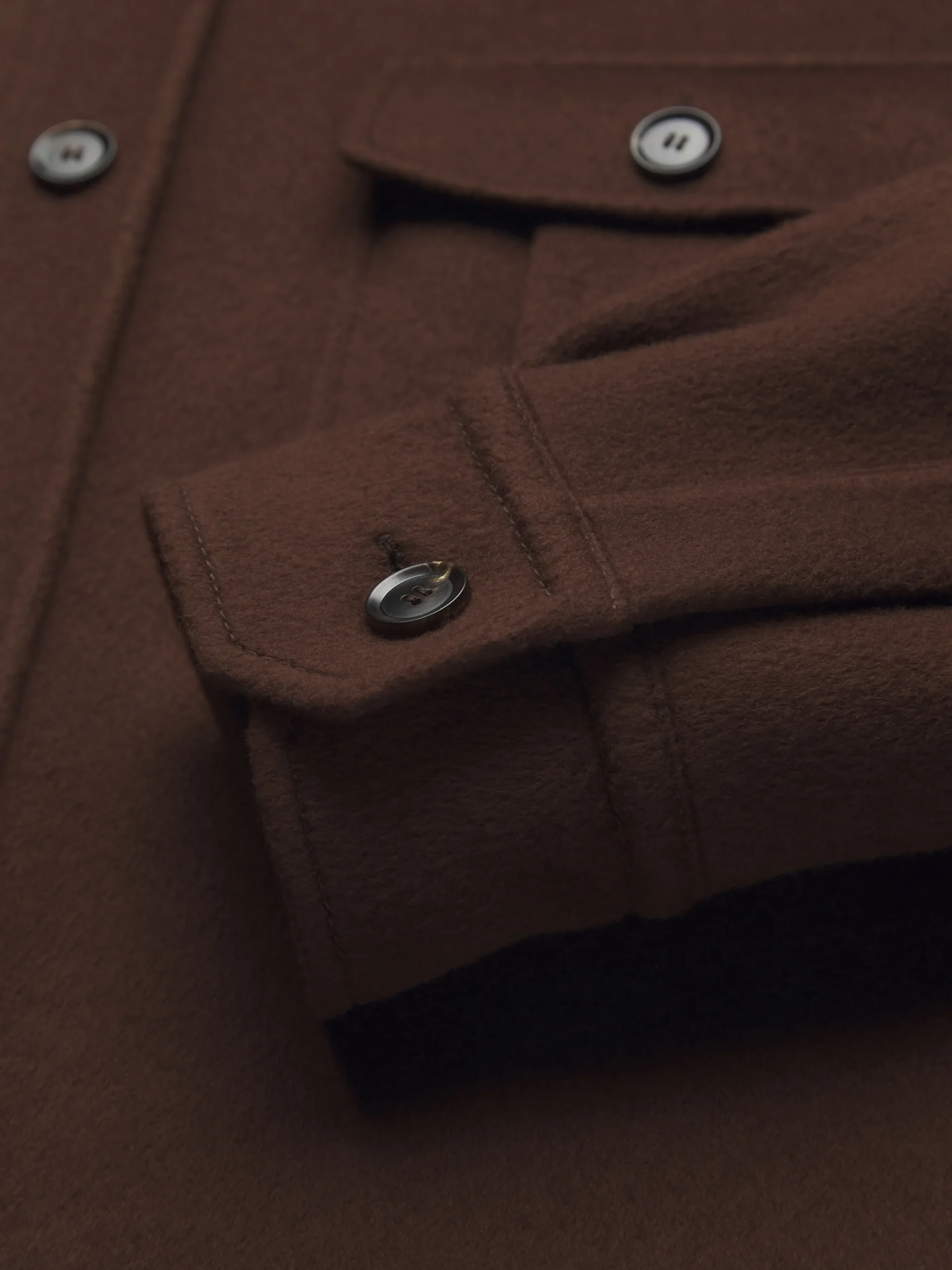 Burnt brown double-splittable wool and cashmere Vagabond overshirt