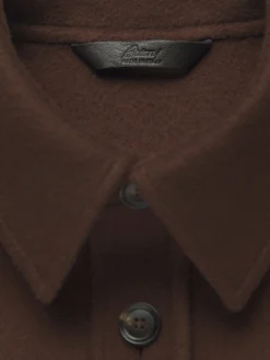 Burnt brown double-splittable wool and cashmere Vagabond overshirt
