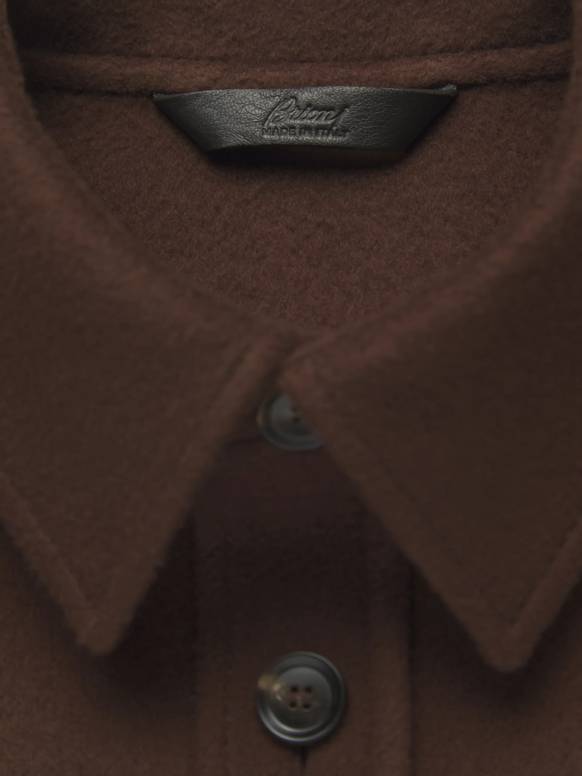 Burnt brown double-splittable wool and cashmere Vagabond overshirt