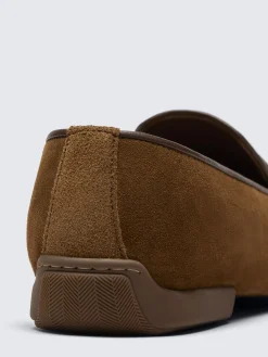 Burnt brown suede Monza driver loafers