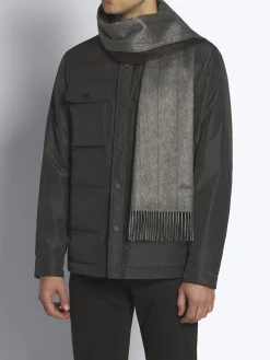 Charcoal and lead grey silk and cashmere scarf