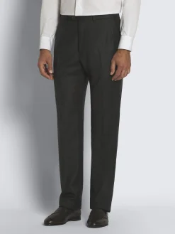 Charcoal grey flannel wool Tigullio trousers