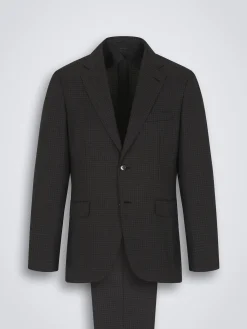 Charcoal grey houndstooth wool Plume suit