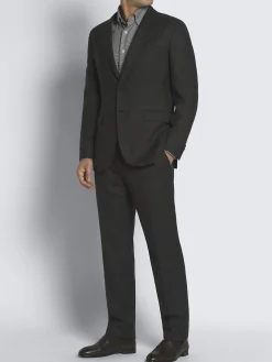 Charcoal grey houndstooth wool Plume suit