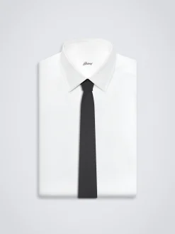 Charcoal grey Super 150's responsible glen plaid flannel wool tie