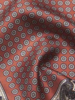 Coral red silk pocket square