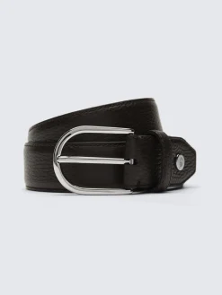 Dark brown grained calf leather belt