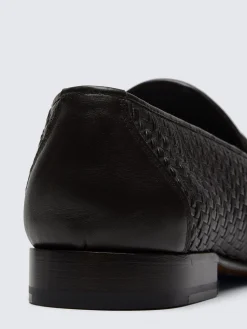 Dark brown nappa leather braided Appia penny loafers