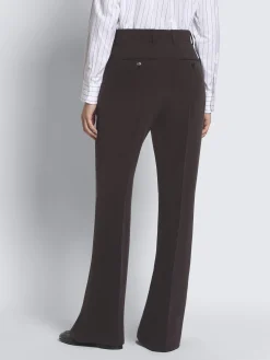 Dark brown silk cady flare trousers