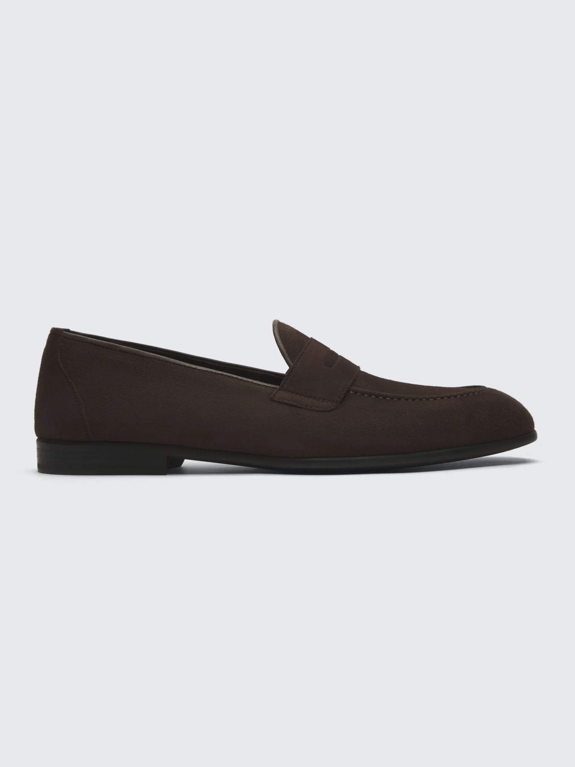 Dark brown suede Appia penny loafers