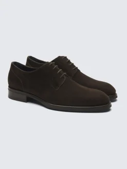 Dark brown suede Bruton derby shoes
