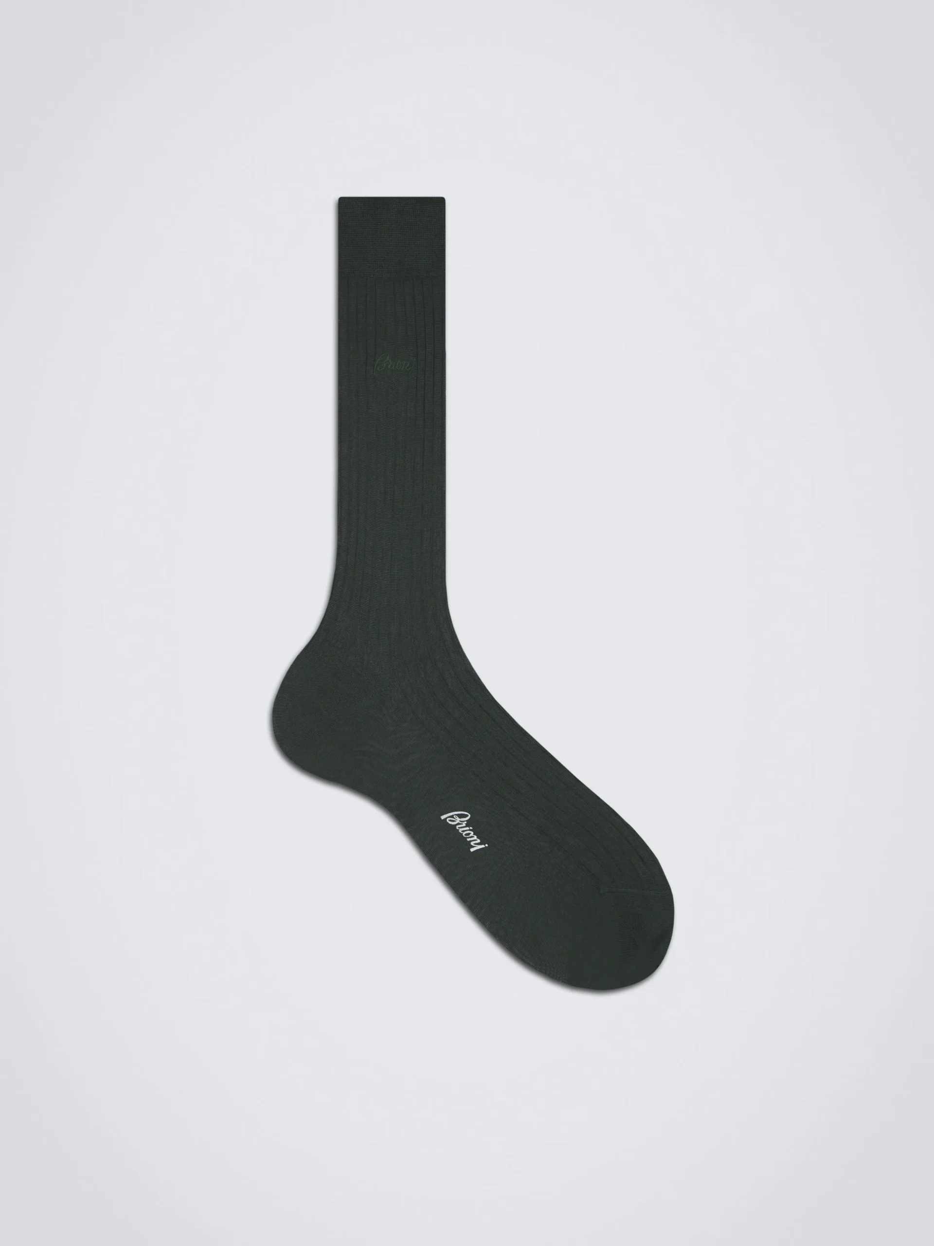 Dark green ribbed cotton socks