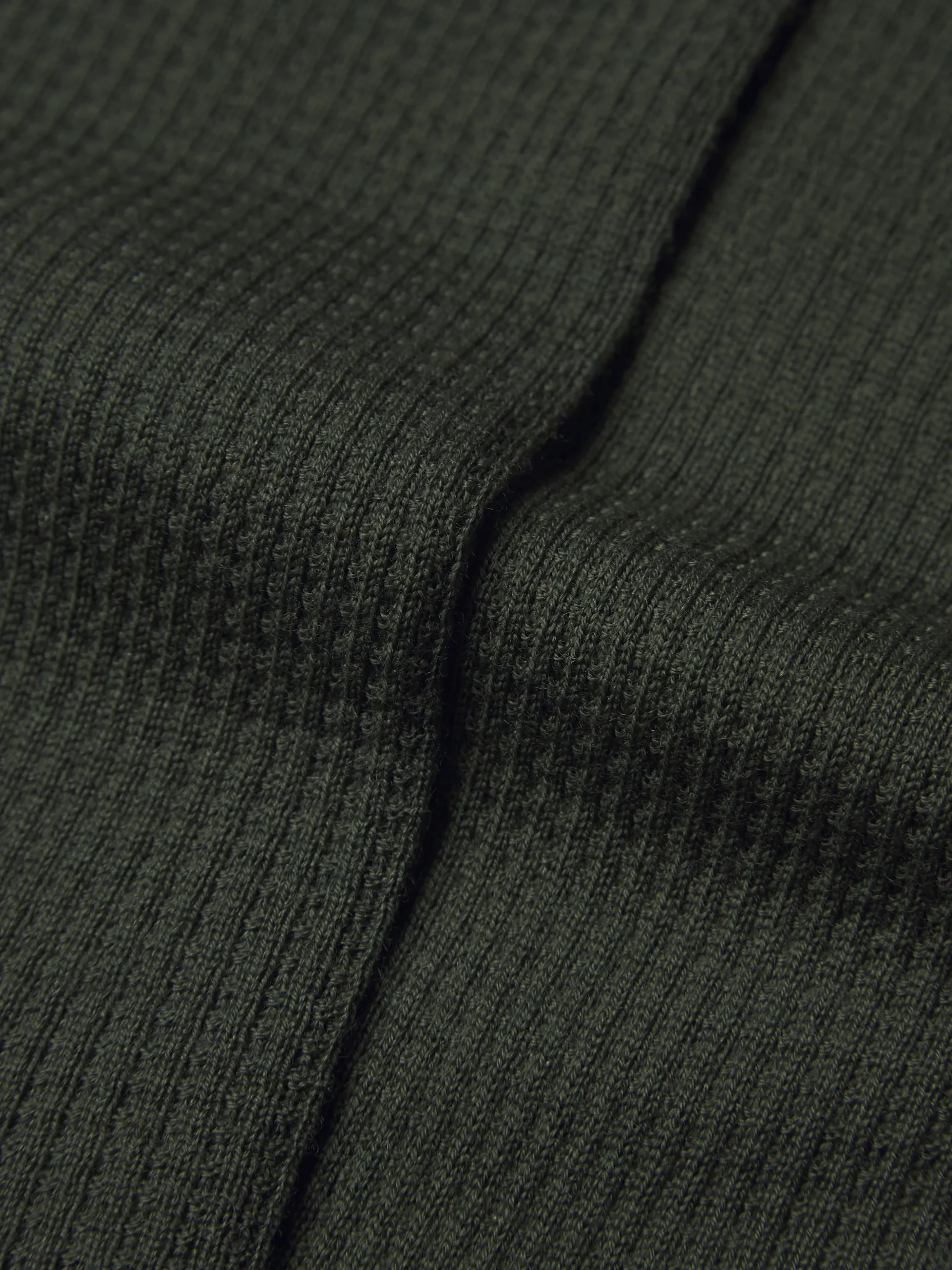Dark green ribbed wool socks