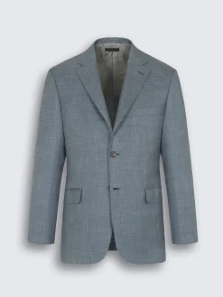 Dark grey, beige and sky blue striped silk hidden button-down shirt
