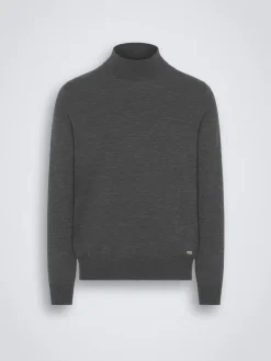 Dark grey responsible wool mockneck sweater