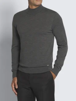 Dark grey responsible wool mockneck sweater