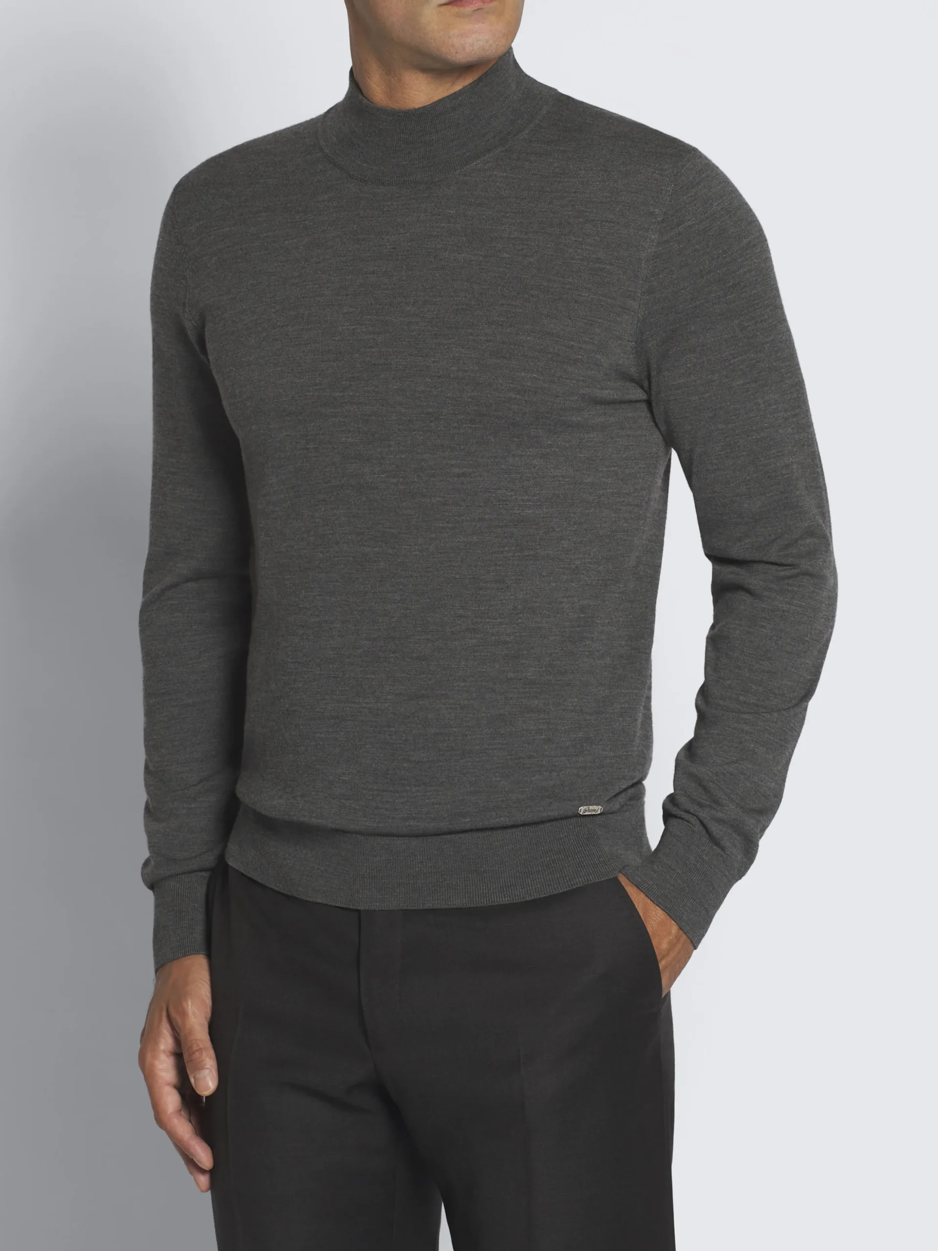 Dark grey responsible wool mockneck sweater