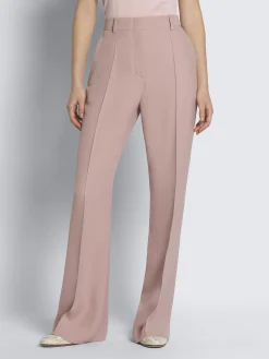 Dusty pink silk flare trousers