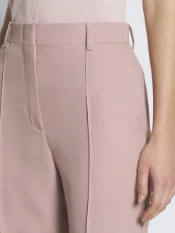 Dusty pink silk flare trousers