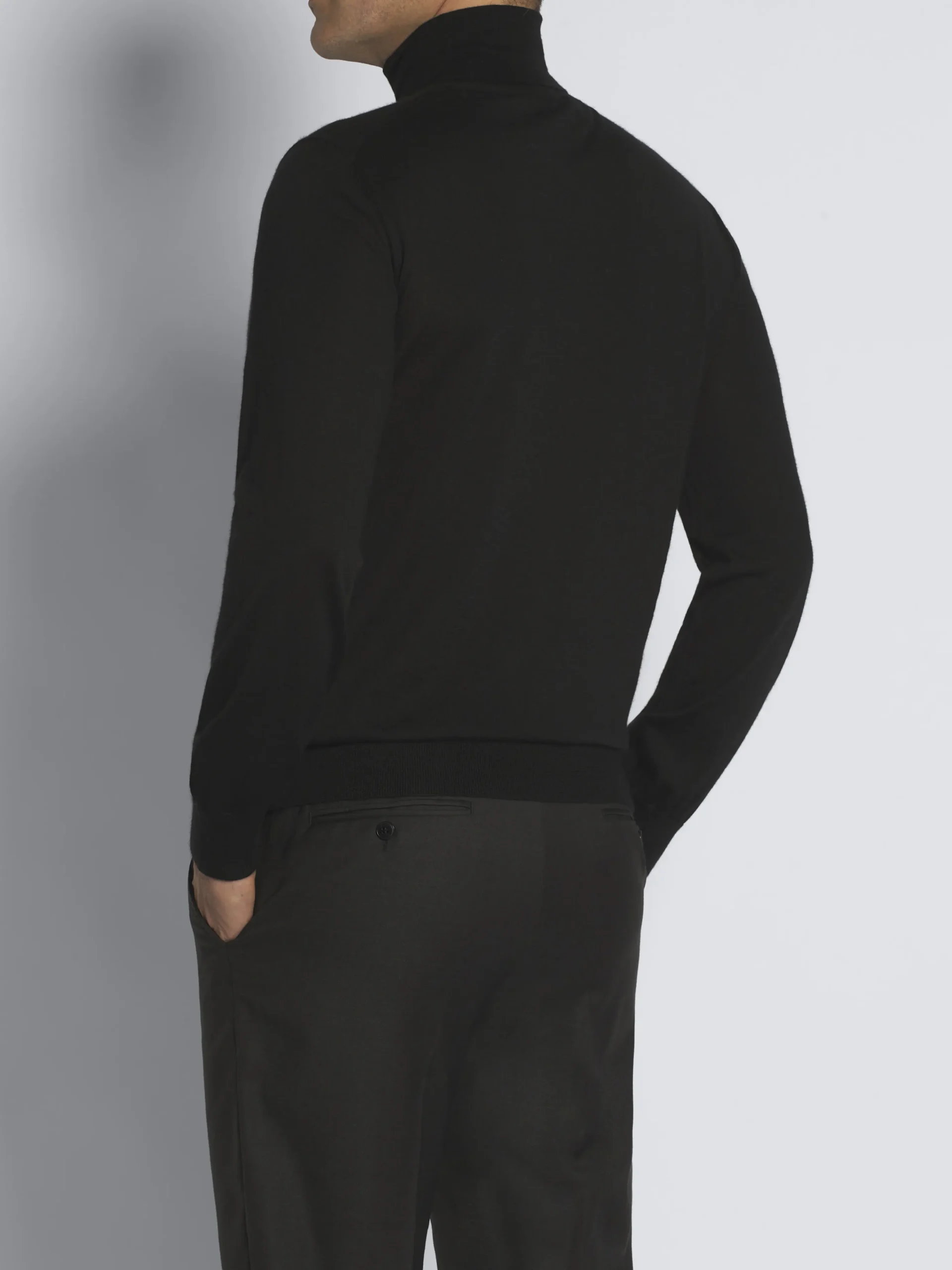 Essential black cashmere and silk turtleneck sweater