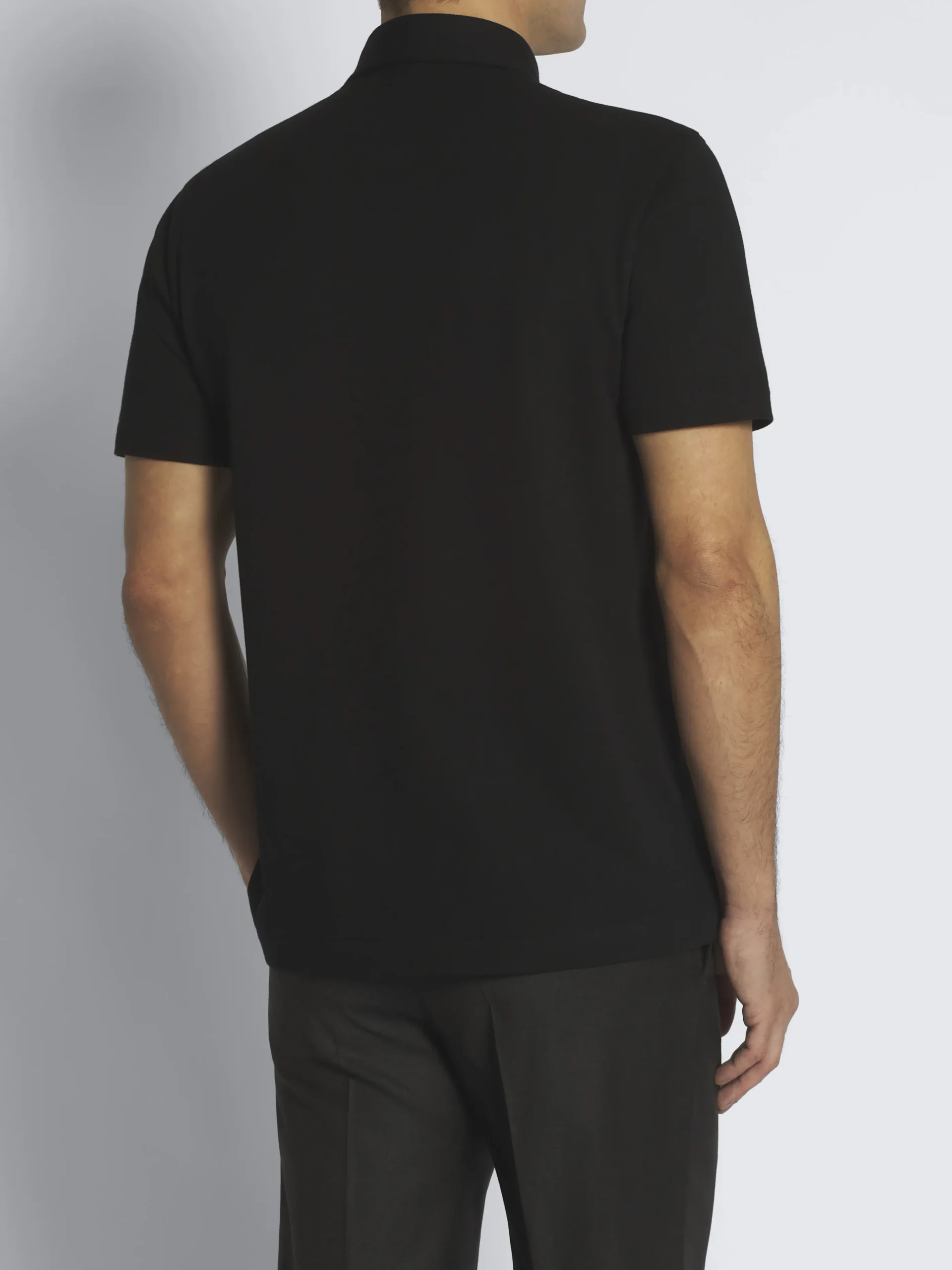 Essential black organic cotton piqué polo