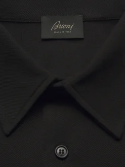 Essential black organic cotton piqué polo