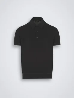 Essential black Sea Island cotton polo