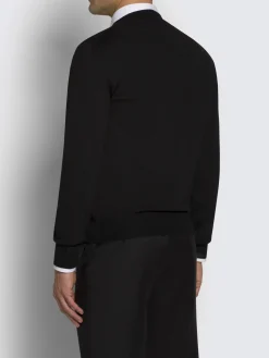 Essential black wool, cashmere and silk V-neck sweater