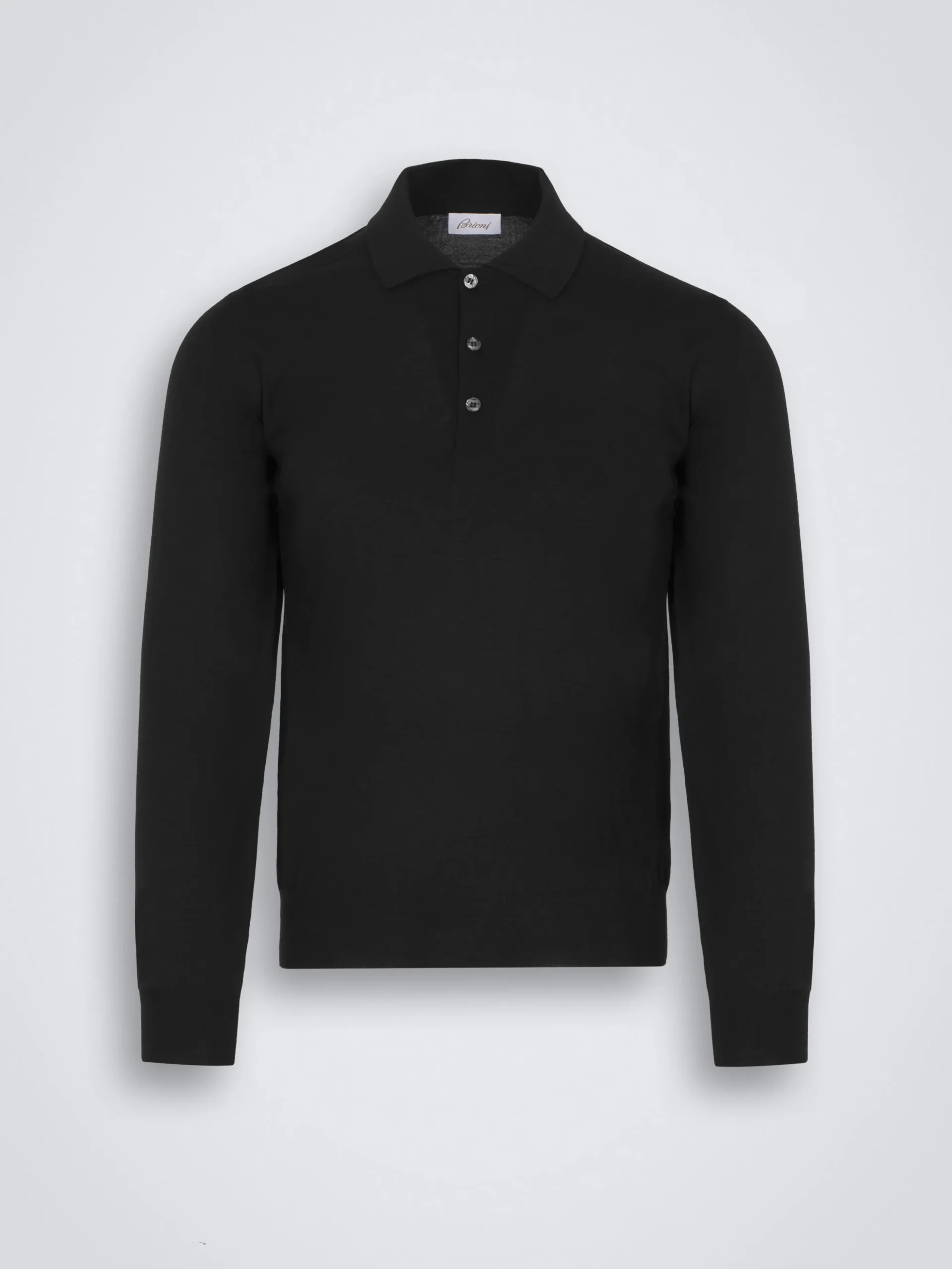 Essential black wool, cashmere and silk polo sweater