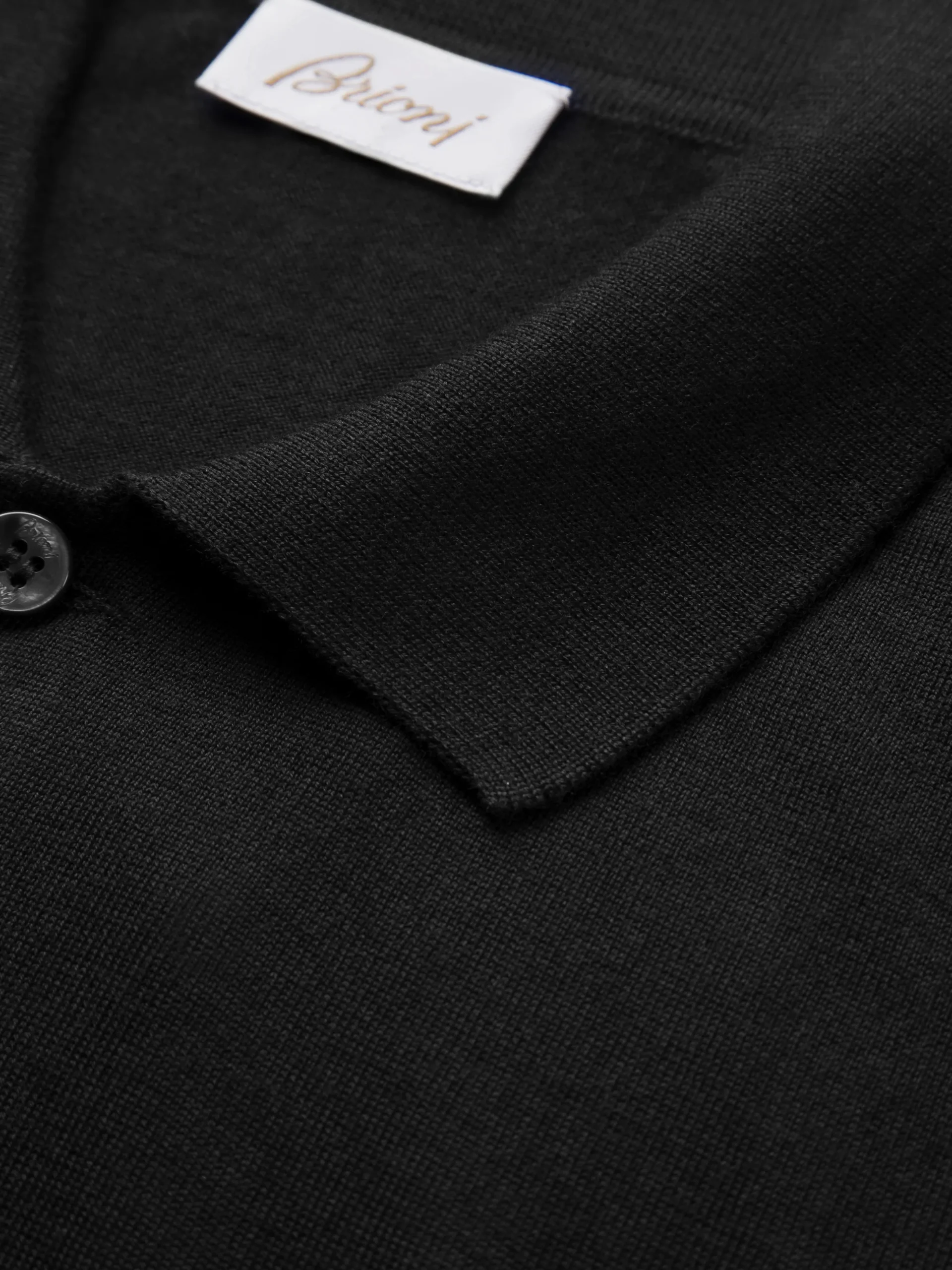 Essential black wool, cashmere and silk polo sweater