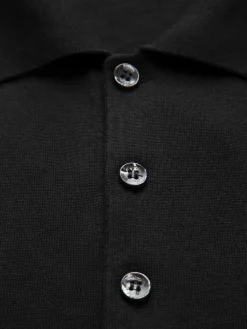 Essential black wool, cashmere and silk polo sweater