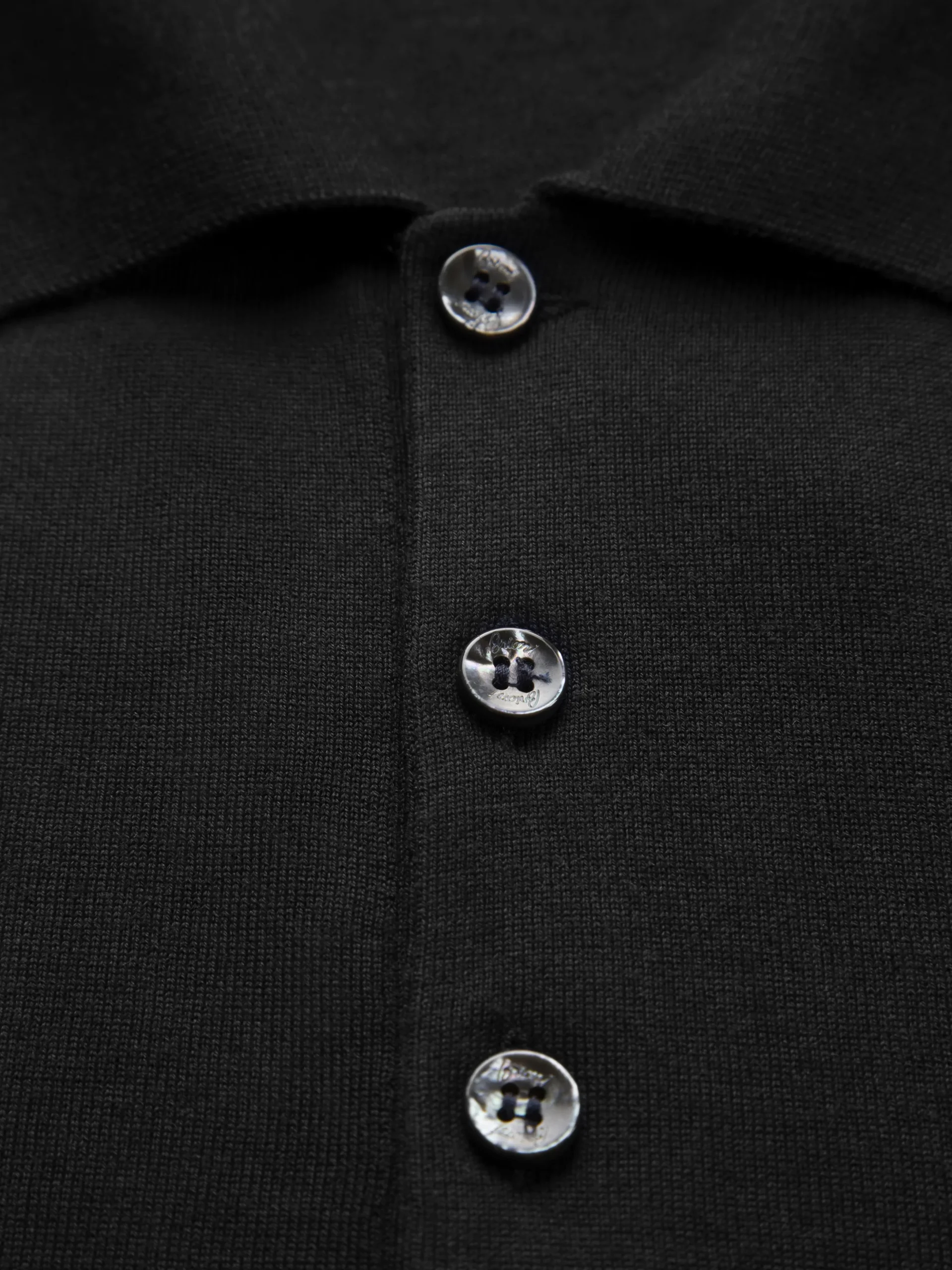 Essential black wool, cashmere and silk polo sweater