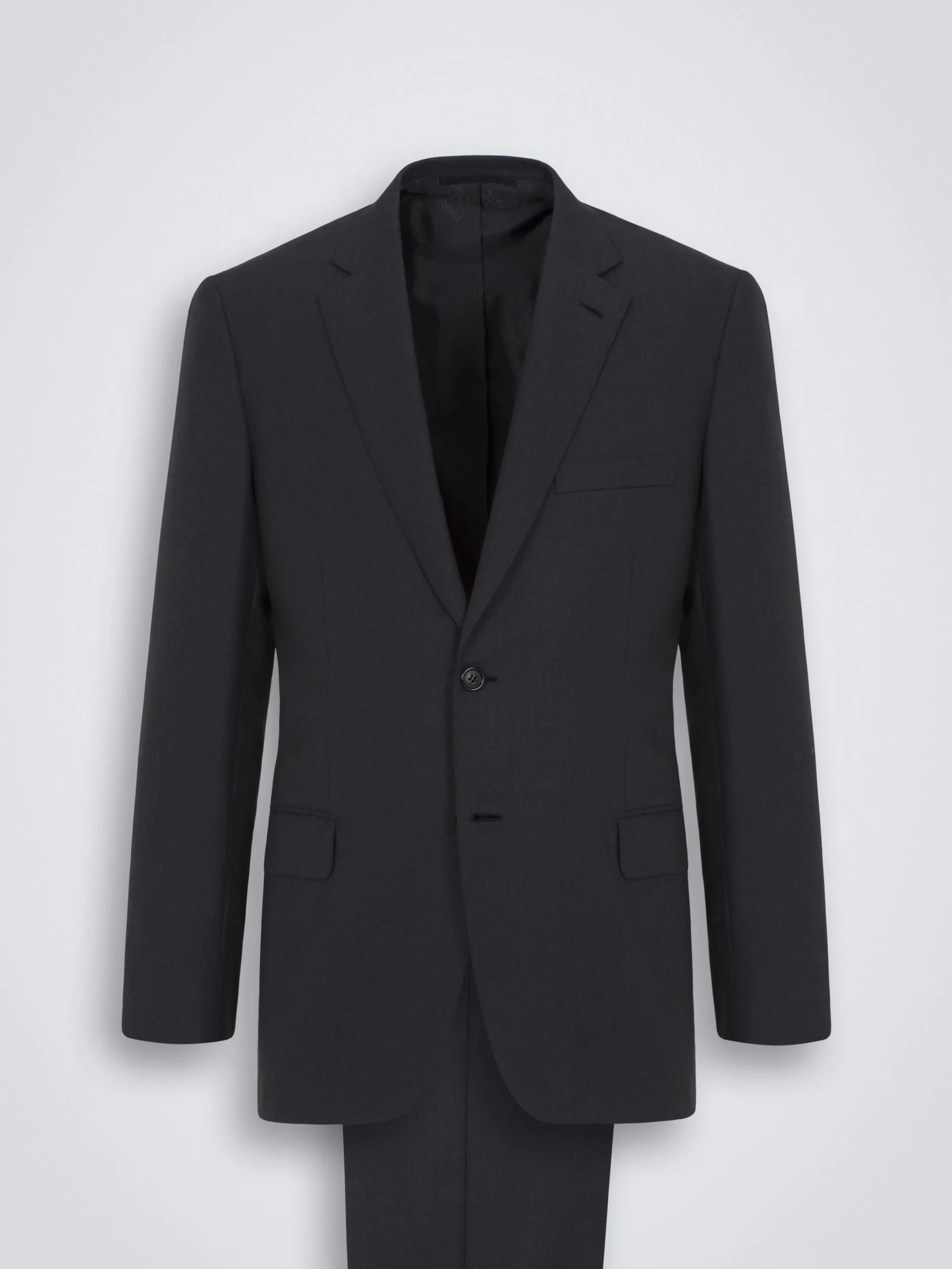 Essential charcoal grey Super 160's wool gabardine Brunico suit