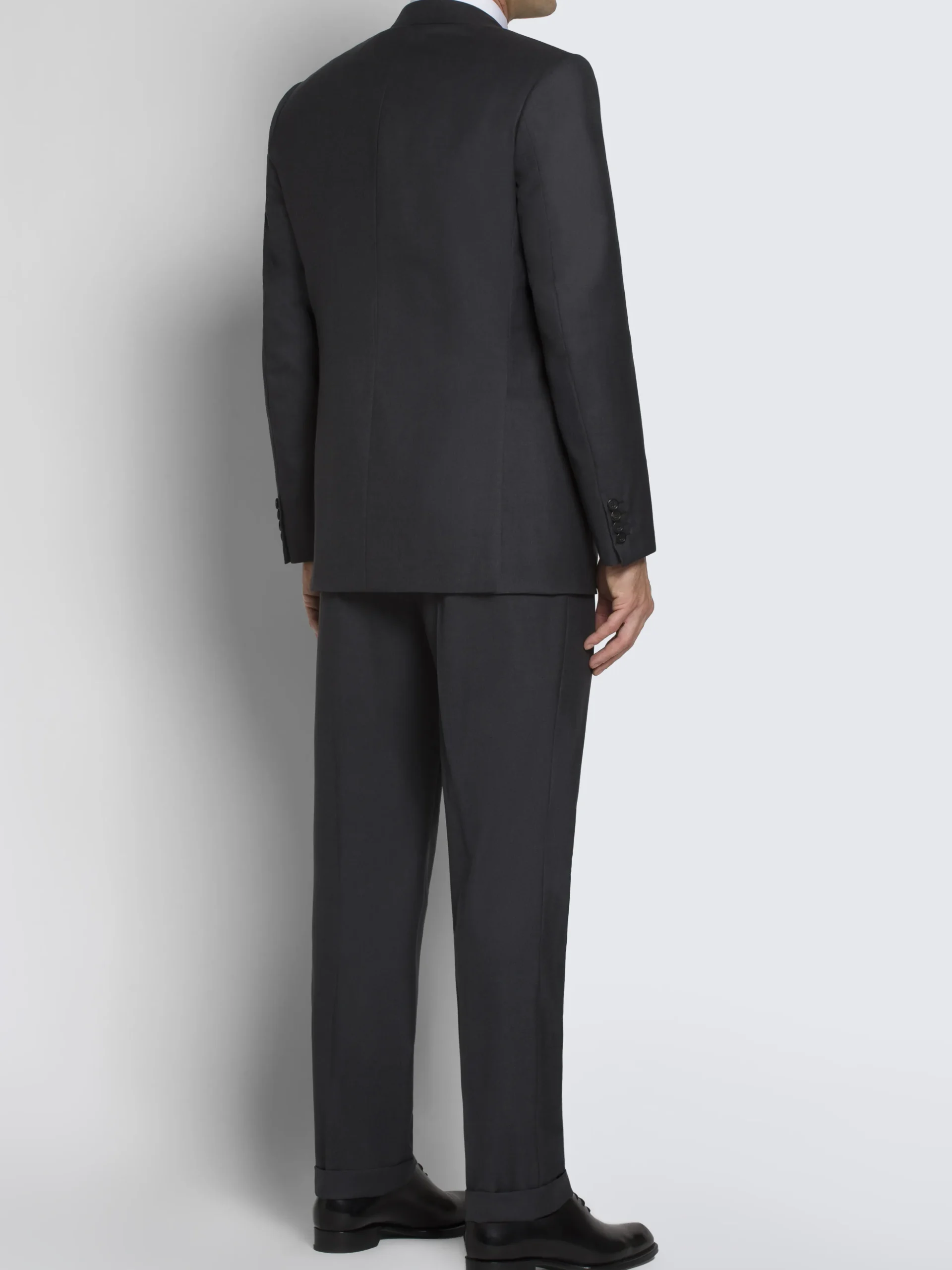Essential charcoal grey Super 160's wool gabardine Brunico suit