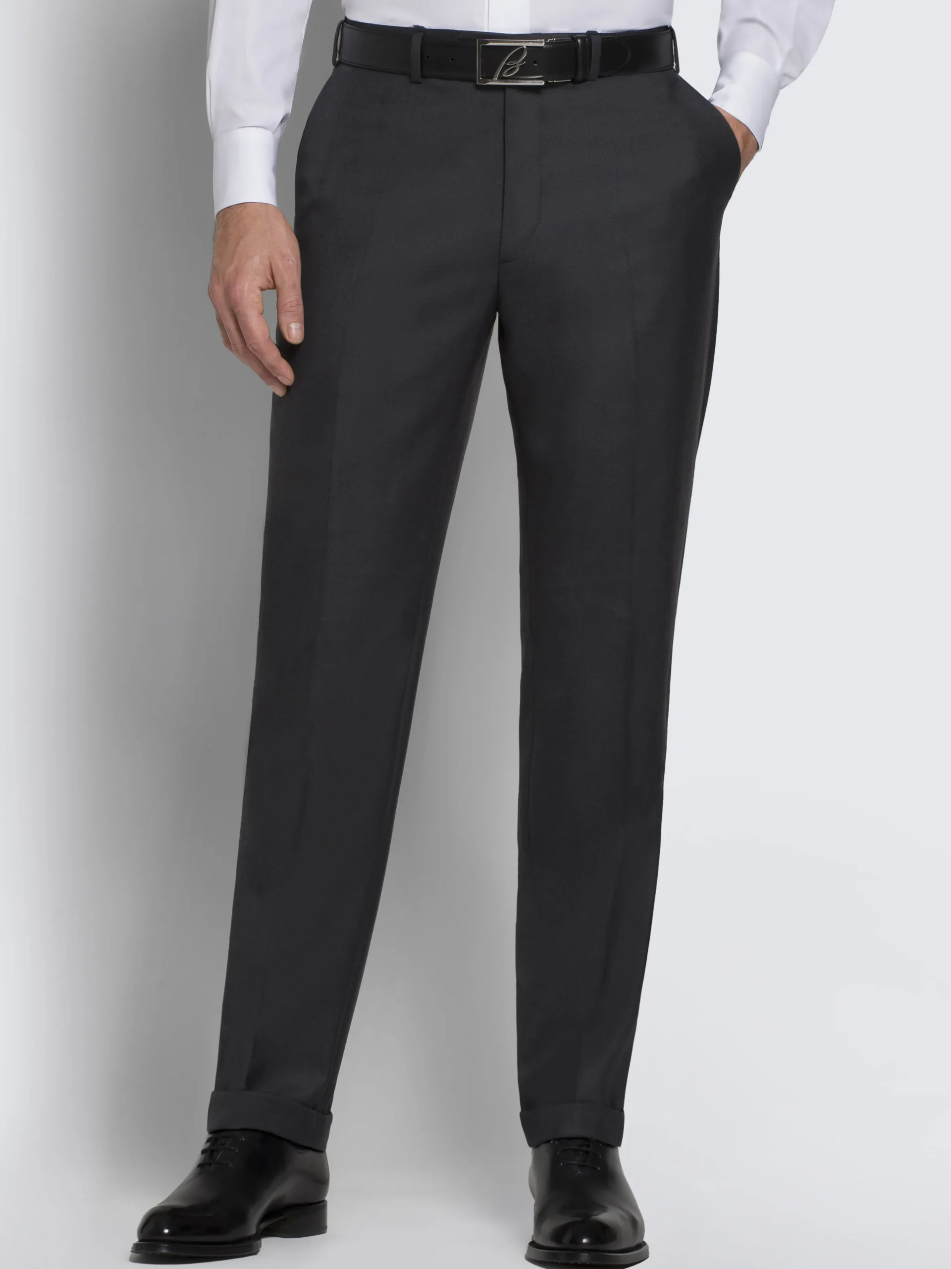 Essential charcoal grey Super 160's wool gabardine Brunico suit