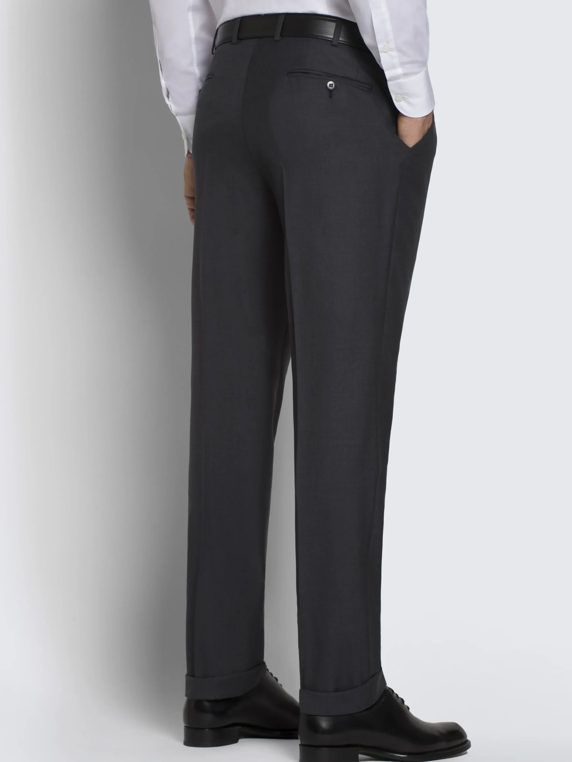 Essential charcoal grey Super 160's wool gabardine Brunico suit