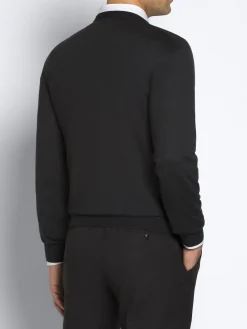 Essential charcoal grey wool, cashmere and silk crewneck sweater