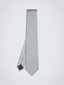Essential lead grey silk tie
