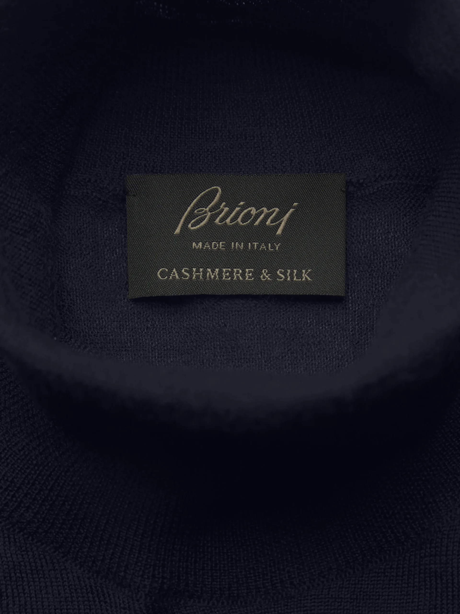 Essential midnight blue cashmere and silk turtleneck sweater