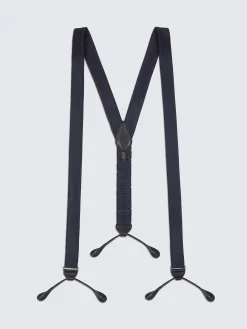 Essential midnight blue silk tuxedo suspenders