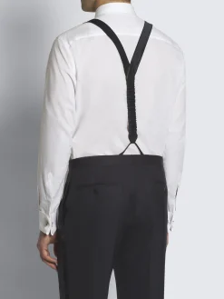 Essential midnight blue silk tuxedo suspenders