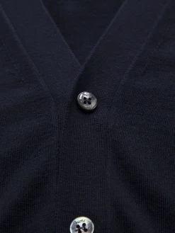 Essential midnight blue wool, cashmere and silk cardigan
