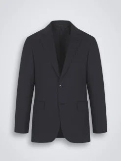 Essential midnight blue wool and silk Plume jacket
