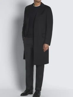 Essential navy blue cashmere Brunico overcoat