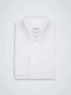 Essential white Giza 45 cotton twill formal shirt