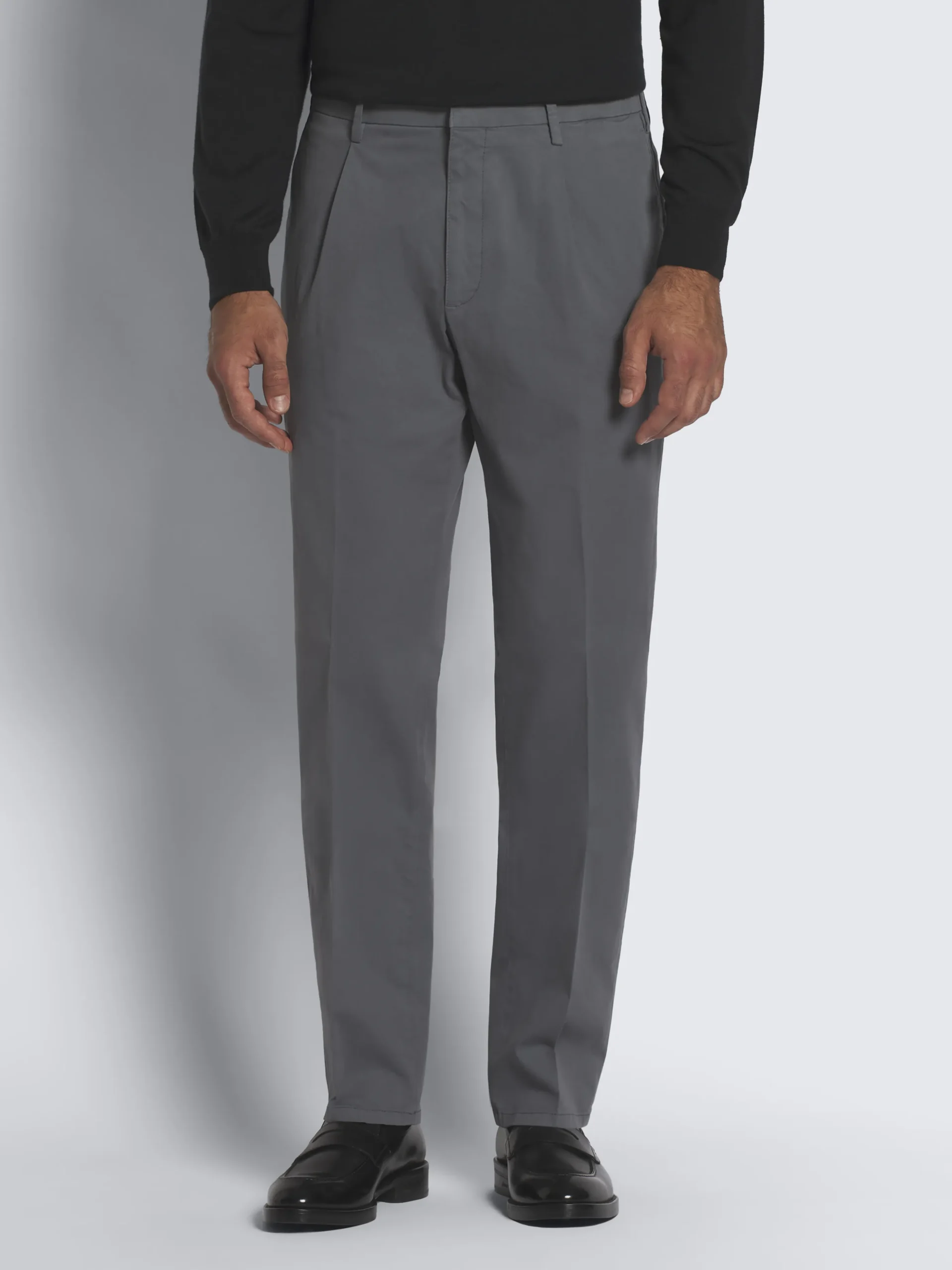 Grey organic stretch cotton Pienza trousers