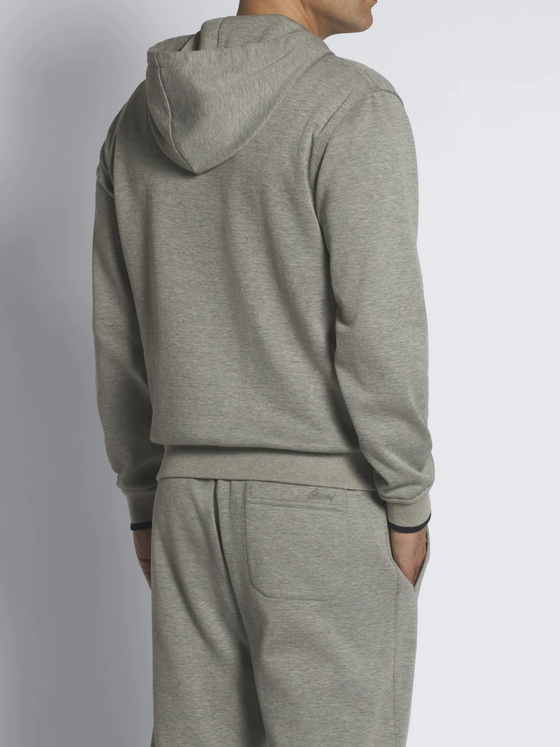 Grey stretch cotton hoodie