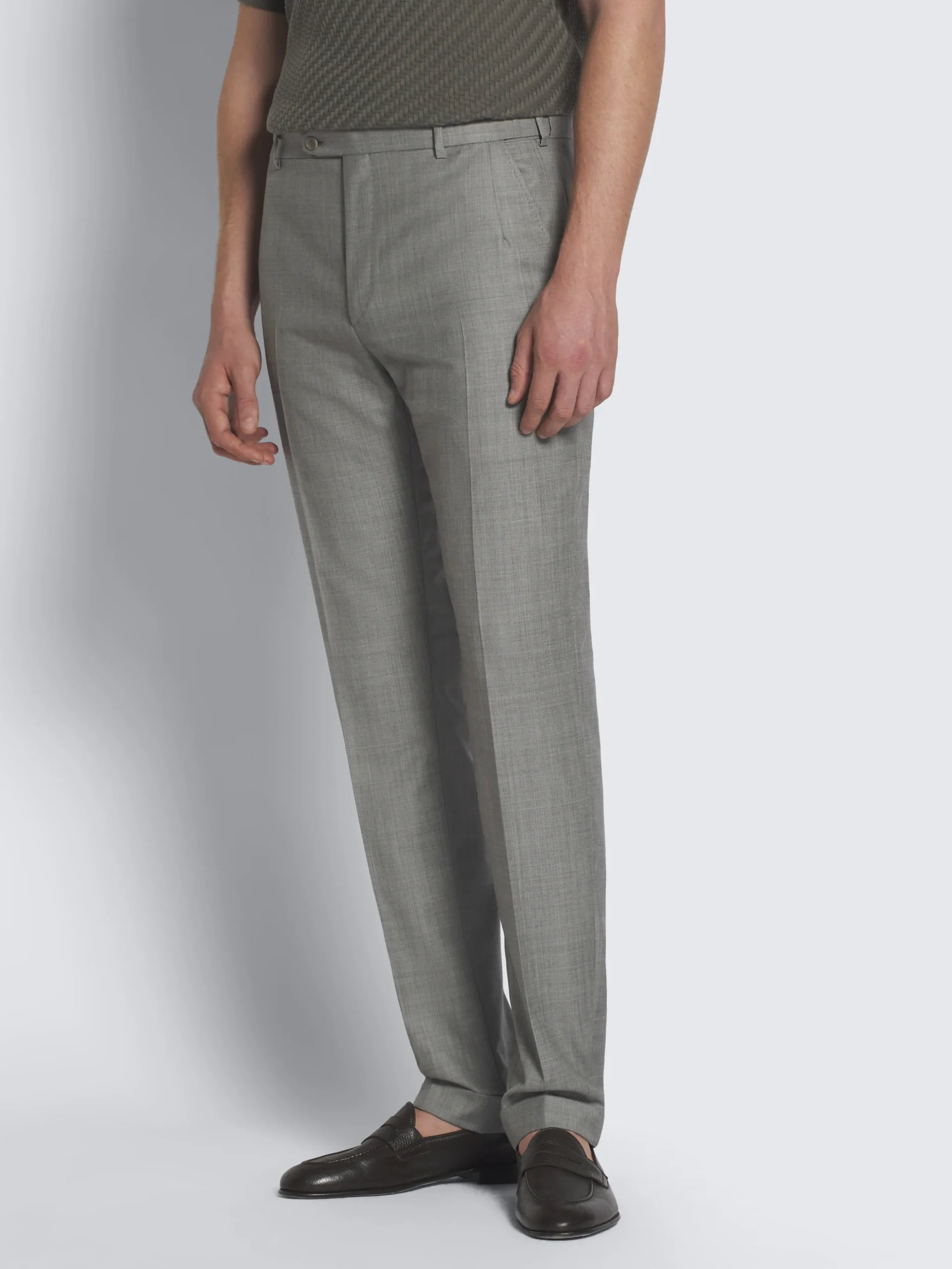 Grey Super 150's wool sharskin Journey trousers